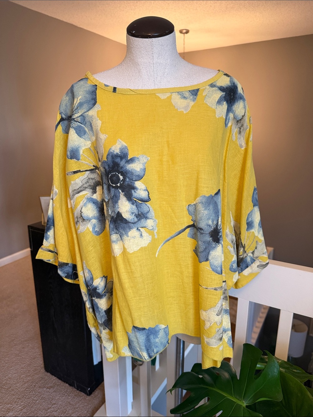 Nina Kendosa Yellow Floral Boatneck Women’s Top